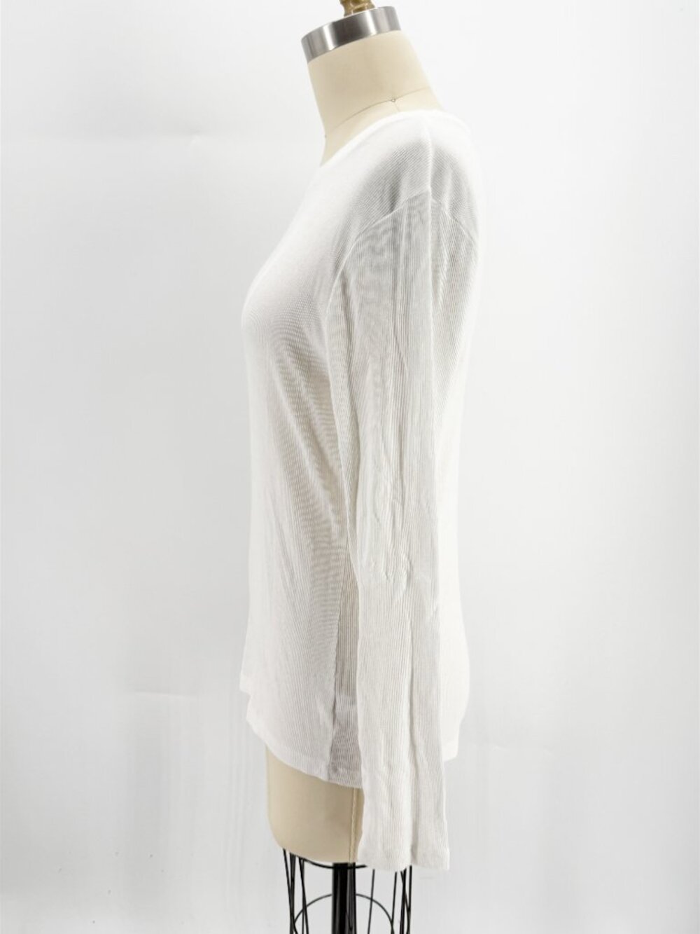 A New Day White Long Sleeve Round Neck Ribbed Knit Shirt Size M - Picture 5 of 9